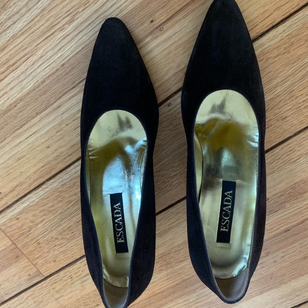 Escada Chocolate Brown Suede Heels size 7.5